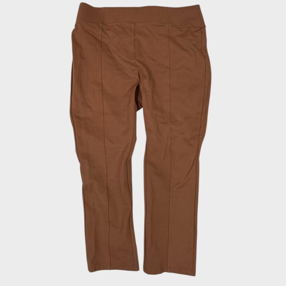 Ophelia Roe 1X Pants Womens Brown Elastic Waist Pull On Rayon Nylon Spandex